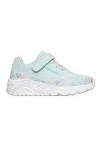 Pantofi sport Uno Lite- Heart Craze de piele ecologica cu model cu inimi - Verde/Turcoaz/Roz