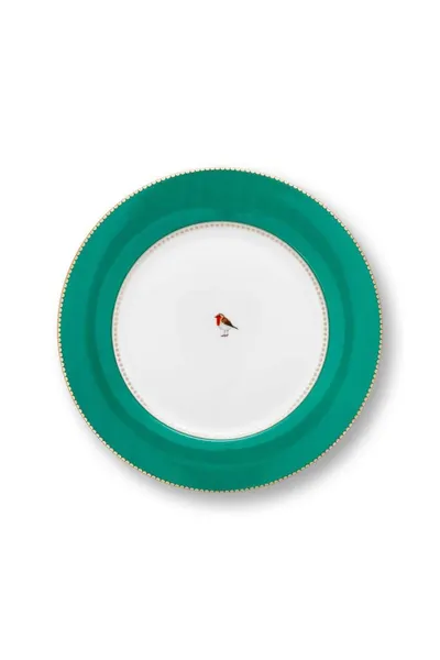 Farfurie din porțelan, Pip Studio, Emerald-Green, 26.5cm, colecția Love Birds