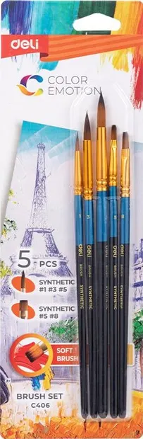 Set de pensule de pictură Deli Color Emotion - EC406, 5 buc.