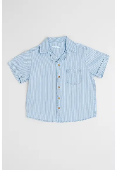 Camasa regular fit cu maneci scurte - Alb/Albastru lavanda