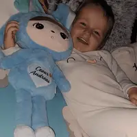 Papusa personalizata Iepuras Pufos Albastru