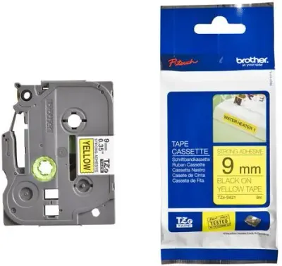 Banda laminata adeziva Brother TZES621 9mm/8m (Negru/Galben)