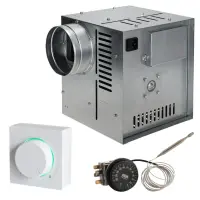 Set Ventilator Semineu Profesional 490mc - GEN II + Regulator electronic Alb Patrat + Termostat