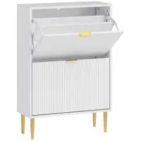 HOMCOM Dulap pentru pantofi pentru 12 perechi de pantofi cu 2 sertare rabatabile, Alb | Aosom Romania