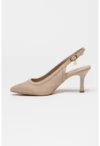 Pantofi slingback cu varf ascutit - Maro taupe deschis