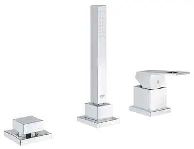 Baterie cada Grohe Eurocube 19966000, 1/2 inch, montare pe cada, fara pipa, diverter, monocomanda, 1 pulverizare, furtun 2 m, Crom