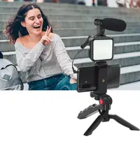 Trepied cu microfon si lumina pentru video, Kit AY-49