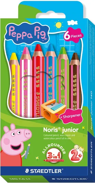 Set de creioane colorate Staedtler Noris Junior - Peppa Pig, 6 culori