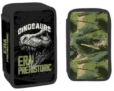 Penar școlar echipat S. Cool - Dino Era, cu 3 fermoare, 38 bucăți