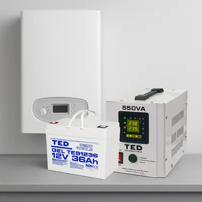 Pachet UPS 550VA cu acumulator 12V 36Ah – protectie si autonomie extinsa pentru centrale termice