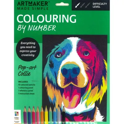 Art Maker Made Simple Colour By Number Kit Pop-Art Collie