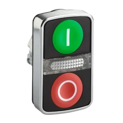 Buton cu Cap dublu Luminos Verde Incastrat/Rosu Incastrat Ø22 cu Marcaj