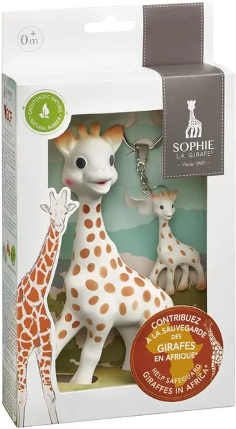 Set jucarie si breloc Sophie la Girafe, cu scop caritabil