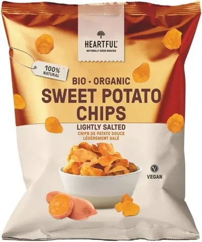 Chips bio de cartof dulce cu sare, 100 g, Heartful