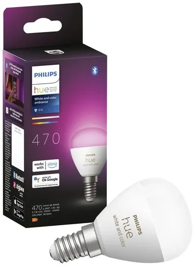 Bec inteligent Philips - Hue Ambiance Luster, 5.1W, E14, P45, RGB, dimmer