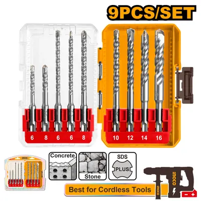 Set Burghie SDS Plus Beton 9 buc AKDL30906 – 6-16mm, 110-160mm, Burghie pentru Rotopercutor, Zidarie si Beton