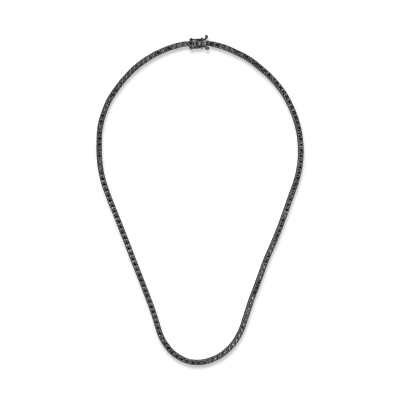 Colier tennis din aur negru cu diamante negre de 3ct