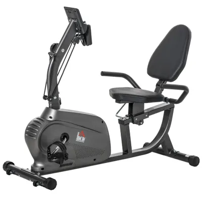 HOMCOM Bicicletă Magnetică Orizontală Scaun Reglabil și Elastice pentru Brațe | Aosom Romania