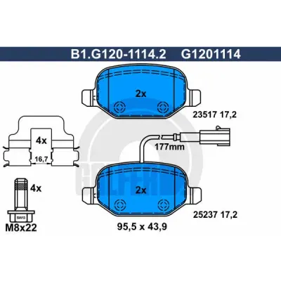 Set placute frana, frana disc GALFER B1.G120-1114.2