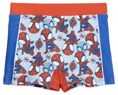 Costum de baie pentru copii tip boxer Cerda - Spidey, 4 ani, cu margini albastre