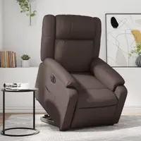 Gossi fotoliu rabatabil electric cu ridicare, maro, piele ecologica