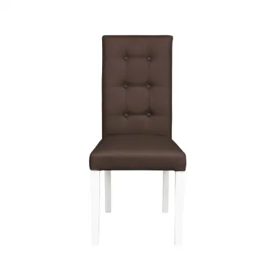 Scaun living TEO LUX, picioare lemn alb, piele ecologica maro deschis, 46x60x98 cm