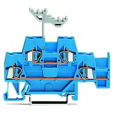 Double-deck terminal block; Through/through terminal block; with additional jumper position on lower level; suitable for Ex i applications; for DIN-rail 35 x 15 and 35 x 7.5; 2.5 mm²; CAGE CLAMP®; 2,50 mm²; blue/blue