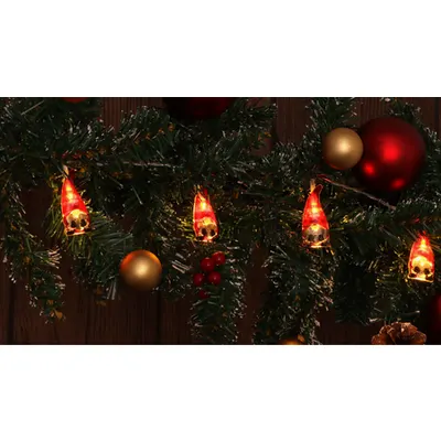 Lant de lumina LED de Craciun, spiridusi, cu baterii Timer 6+18h,10LED, 3000K, 2xAA