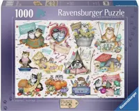 Puzzle Ravensburger din 1000 piese - Crazy Cats: Calendarul pisicilor
