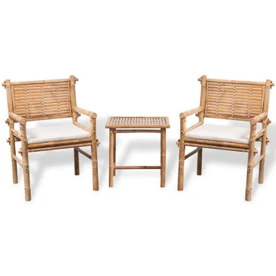 Gossi set mobilier bistro cu perne, 3 piese, bambus