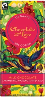 Ciocolata cu lapte Bio - Chocolate and Love Milk with Caramelised Hazelnuts & Sea Salt 80g
