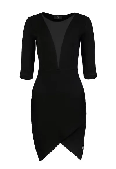 Rochie mulata L012 - asimetrica - neagra - bumbac 95%