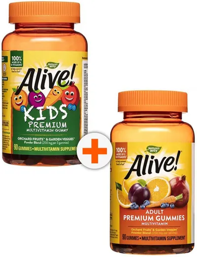 Alive Set pentru copii și adulți, 2 x 90 tablete, Nature's Way
