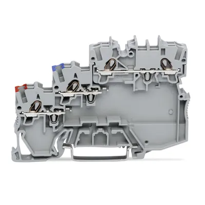 3-conductor sensor terminal block; for PNP (positive) switching sensors; with colored conductor entries; 1 mm²; Push-in CAGE CLAMP®; 1,00 mm²; gray