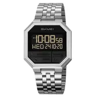 Ceas digital SKMEI 2350, stil retro, multifuncțional, brățară metalică, iluminare LED