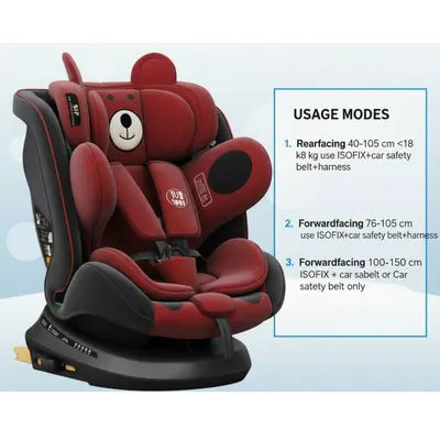 Scaun auto Buf Boof P100 UrsRed, i-size R129, rotativ 360, isofix, 40-150 cm, 0-36 kg