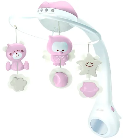Carusel muzical Infantino 3 în 1 cu proiector - roz