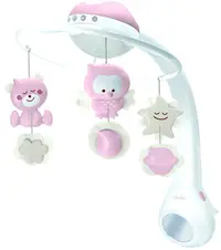 Carusel muzical Infantino 3 în 1 cu proiector - roz