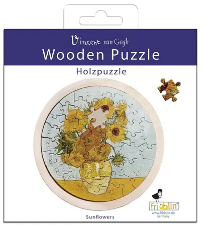Puzzle rotund din lemn Fridolin din 48 piese - Floarea-soarelui