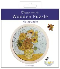 Puzzle rotund din lemn Fridolin din 48 piese - Floarea-soarelui