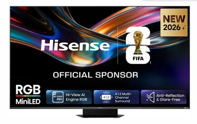 Televizor Hisense - 75UR9S, 75'', 4K, RGB MiniLED, FreeSync Premium Pro 180Hz, HDR10+, Sound by Devialet 4.1.2, Dolby Atmos 90W, negru