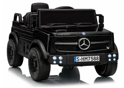Masinuta electrica pentru copii Mercedes Unimog HM7588 6V4Ah Black, cu telecomanda 2.4G, roti EVA, 2 motoare 45W, bluetooth, port USB, slot Micro SD, MP3 si faruri LED, 90 x 53 x 50 cm