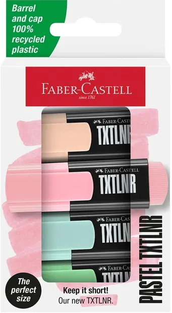 Set mini markere text Faber-Castell TXTLNR - Pastel, 4 culori