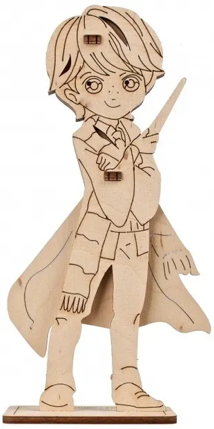 Mini puzzle 3D din lemn Ugears din 5 piese - Figurină de colorat Ronald Weasley