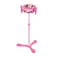 Stativ reglabil cu 2 microfoane, Lexibook Barbie, efecte vocale, lumini si bluetooth speaker, Roz