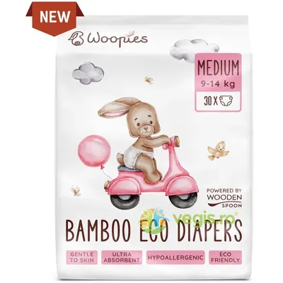 Scutece Bio cu Fibre de Bambus Marimea M (9-14 kg) 30buc
