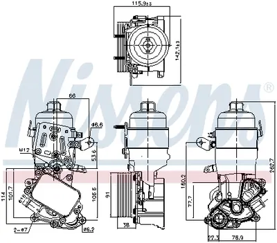 Radiator ulei termoflot cu carcasa filtru ulei potrivit DS DS 3, DS 4, DS 5; CITROEN BERLINGO, BERLINGO MULTISPACE, BERLINGO MINIVAN, C3 AIRCROSS II, C3 II, C3 III, C3 PICASSO, C4 CACTUS 1.6D 04.08