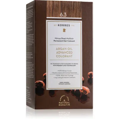 Korres Argan Oil Culoare permanenta pentru par cu ulei de argan culoare 6.3 Golden / Honey Dark Blonde 50 ml