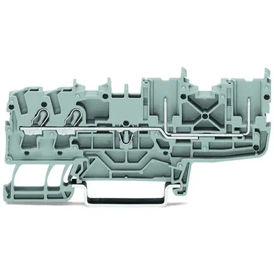2-conductor/2-pin carrier terminal block; for DIN-rail 35 x 15 and 35 x 7.5; 2.5 mm²; Push-in CAGE CLAMP®; 2,50 mm²; gray
