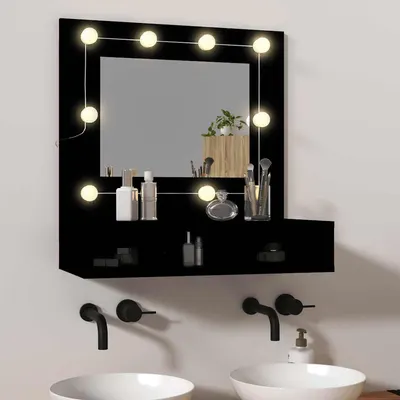 vidaXL Dulap cu oglindă și LED, negru, 60x31,5x62 cm